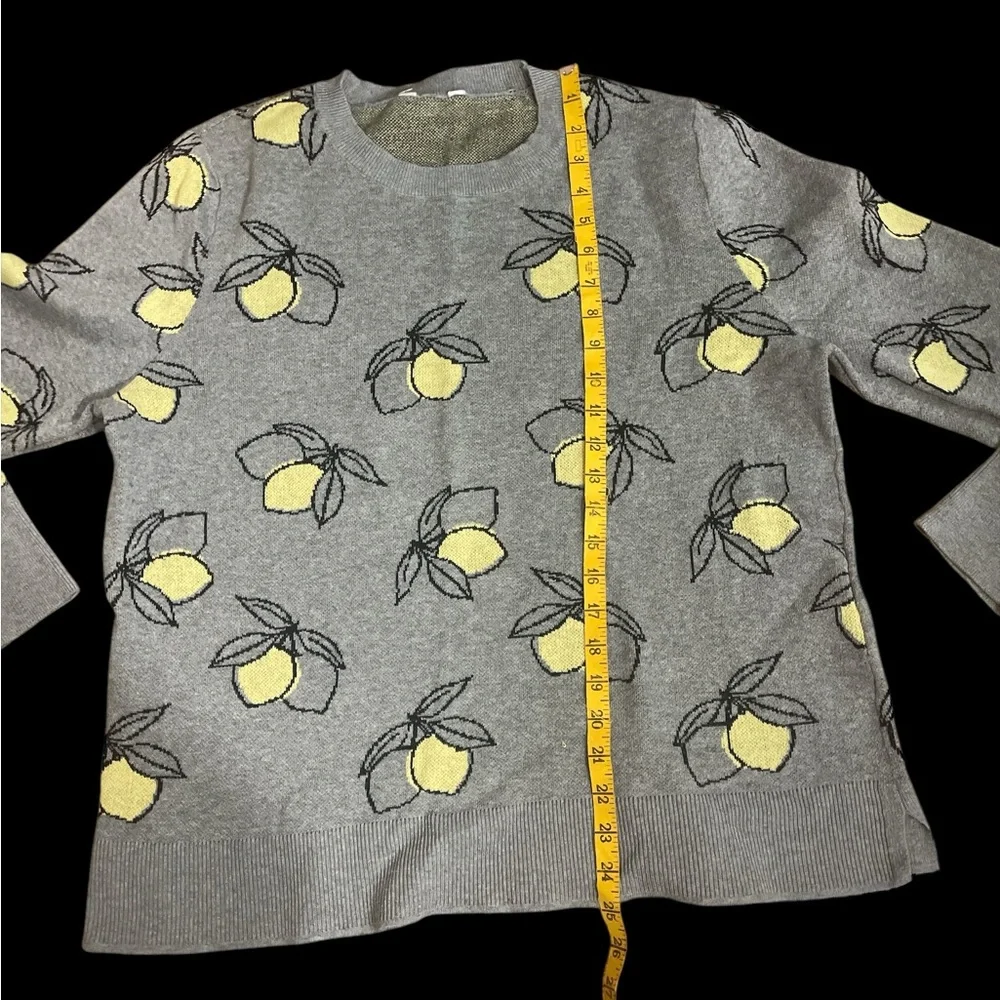 Vintage grey lemon print pull over sweater cottagecore coastal granny novelty - Picture 5 of 6